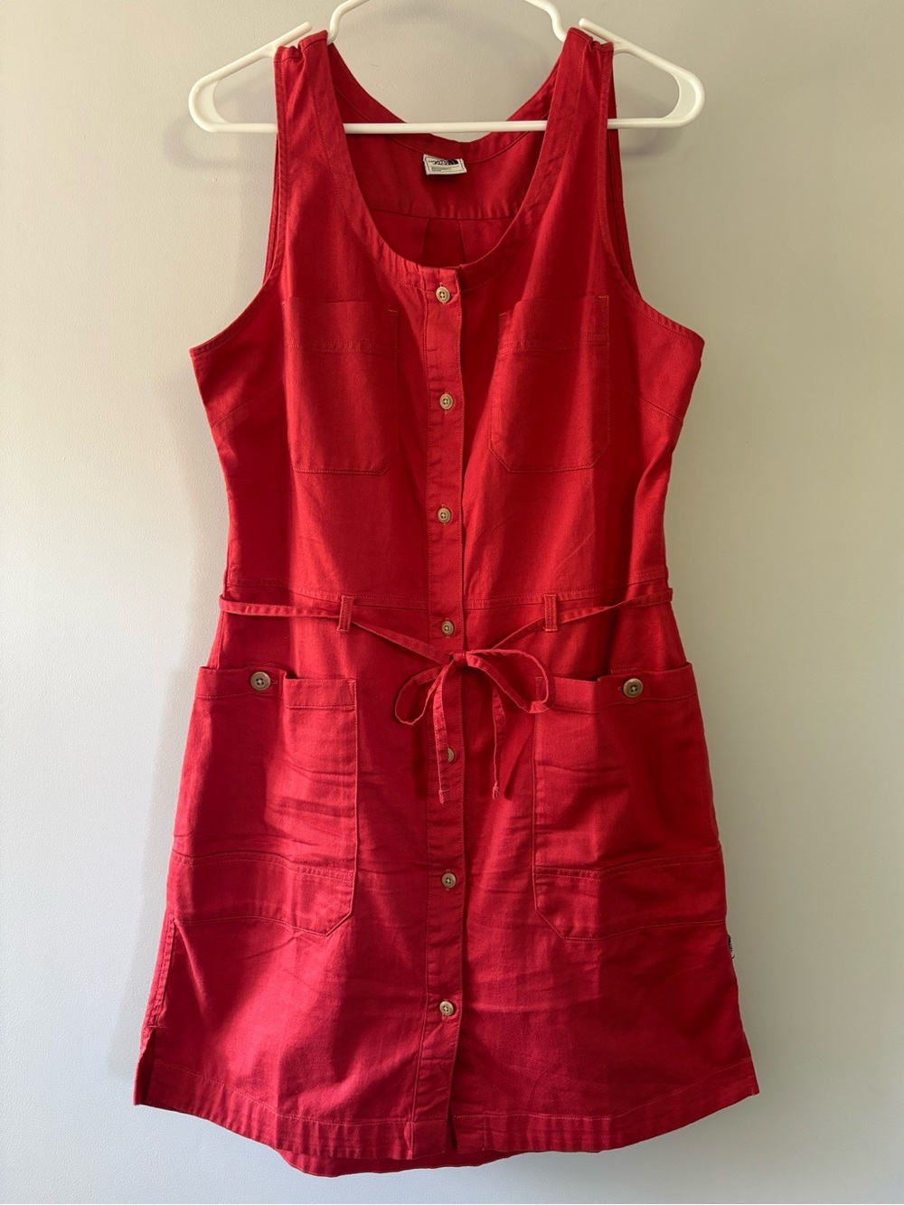The North Face Sleeveless Red Button-Front Tie-Waist Dress